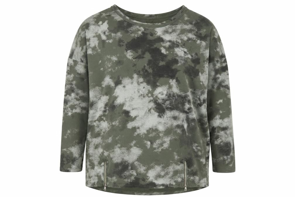 Front view of Gerard women’s green geometric 100% cotton pullover sweatshirt, size M, pullover