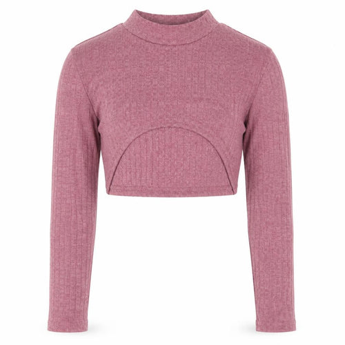 SheIn Girls Pink  Polyester Cropped T-Shirt Size 10 Years Mock Neck Pullover