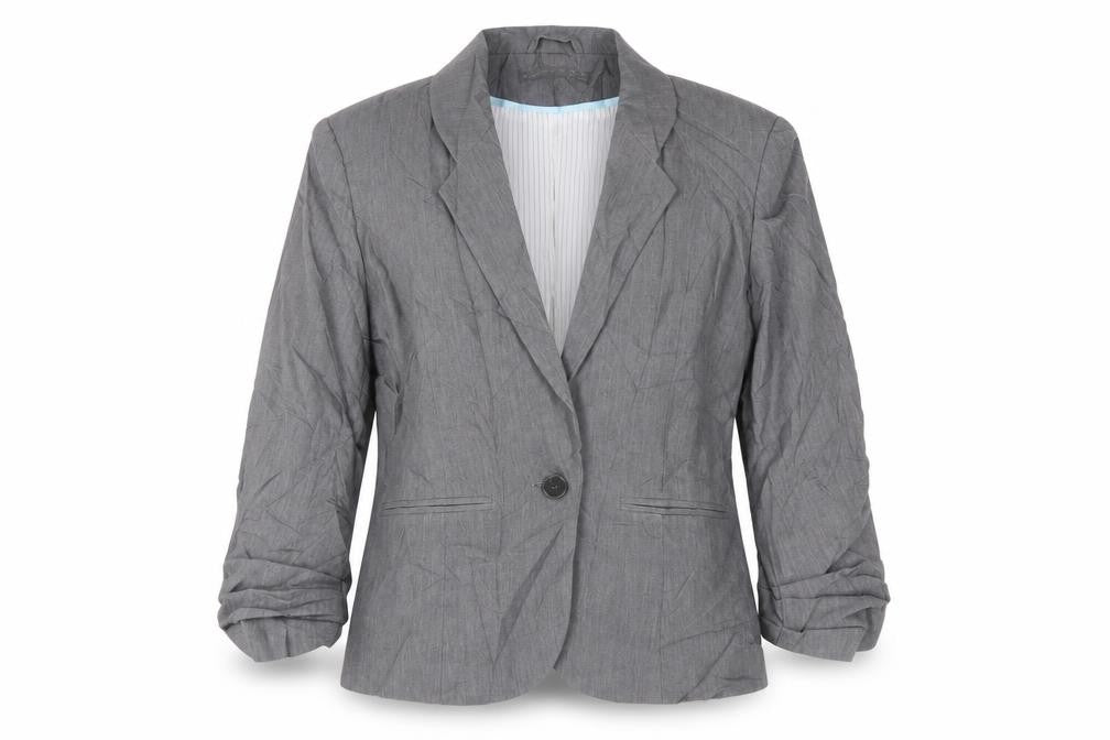 Front view of Primark women’s grey polyester jacket suit jacket, size UK 10