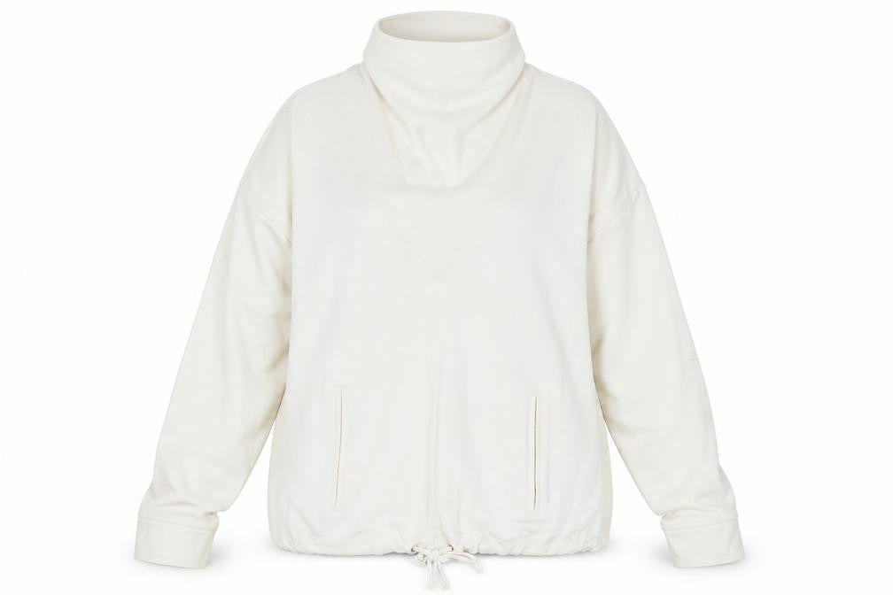 Front view of Gallery women’s white viscose pullover sweatshirt, size XL
