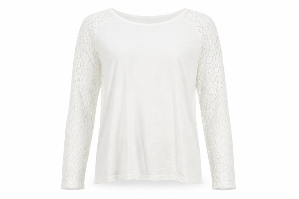 Front view of SHEIN women’s white round neck polyester jumper, size S