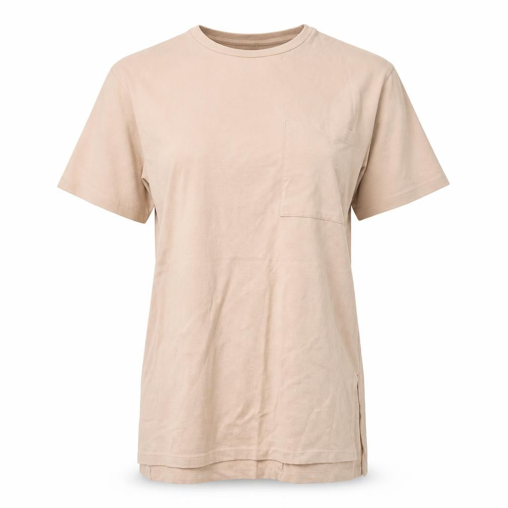Front view of Topshop women’s pink cotton basic t-shirt, size UK 6, round neck