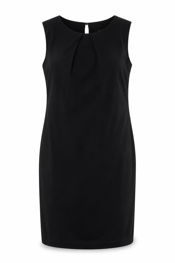Front view of Atmosphere women’s blue polyester a-line, size UK 8, round neck