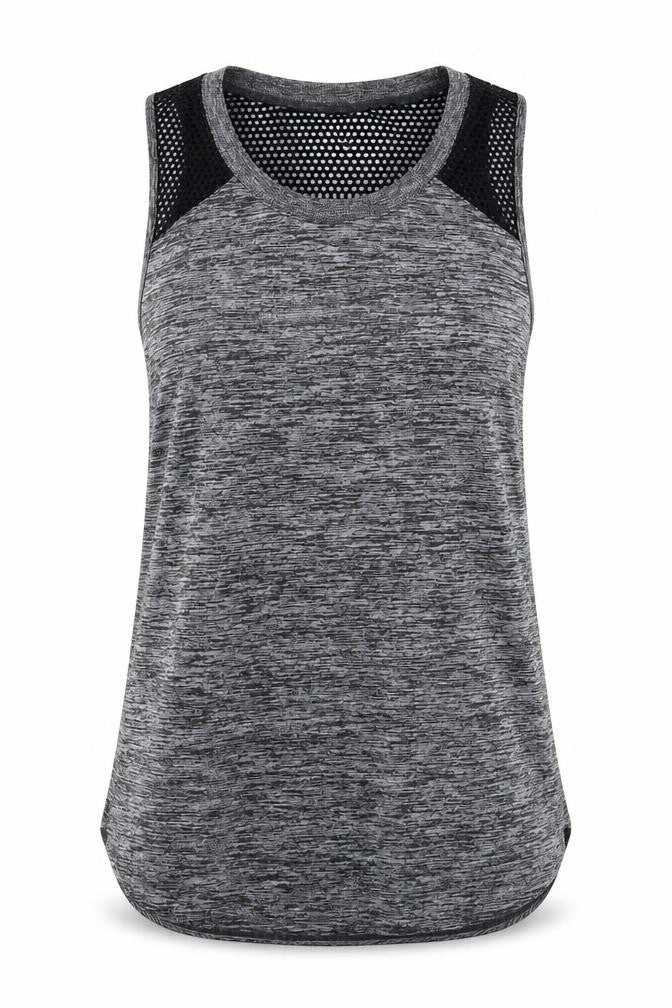 Front view of RBX women’s grey polyester basic t-shirt, size M, round neck