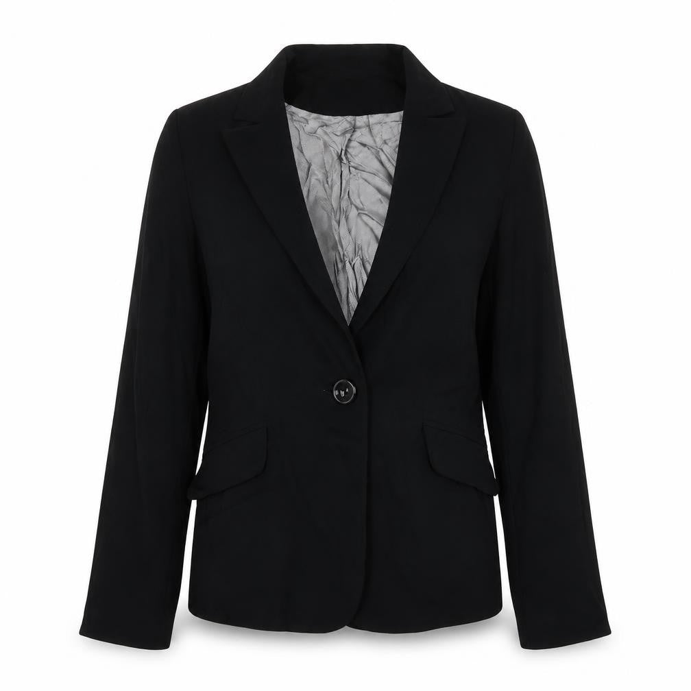 Front view of Wallis women’s black polyester jacket suit jacket, size UK 10