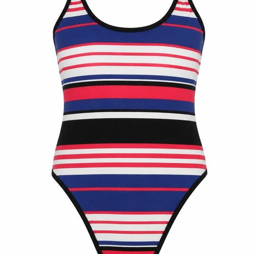 New Look Womens Multicoloured Striped Cotton Bodysuit One-Piece Size 10  Snap