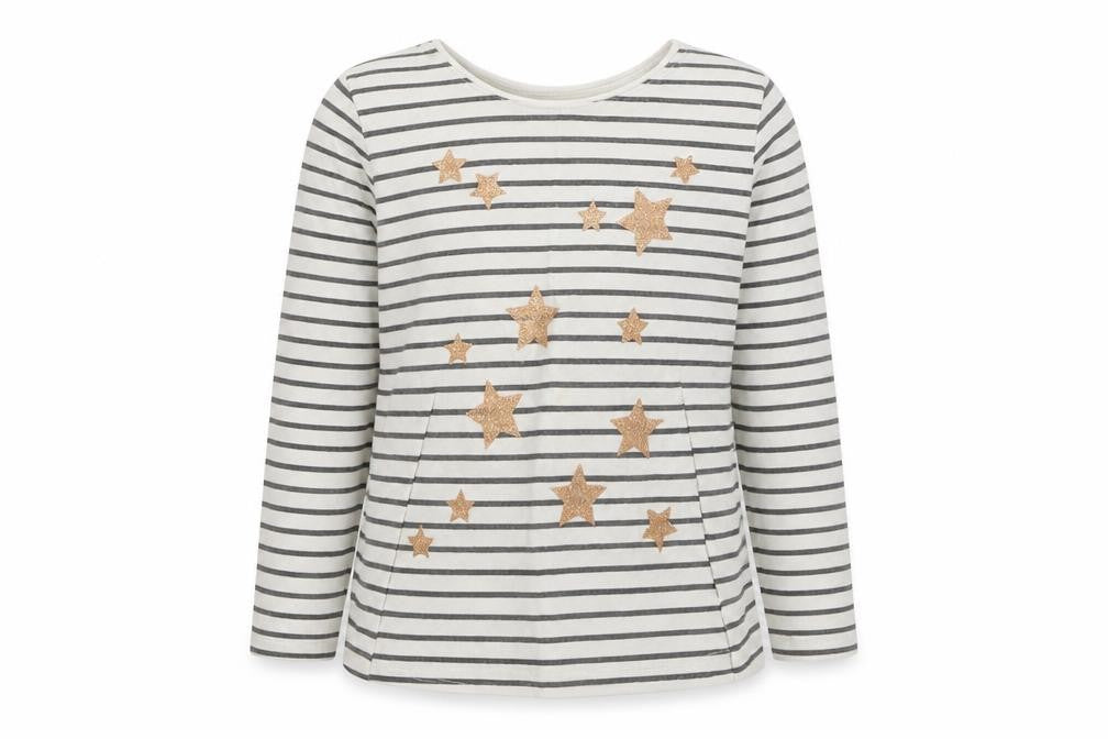 Primark Girls White Striped 100% Cotton Basic T-Shirt Size 4-5 Years Boat Neck Pullover
