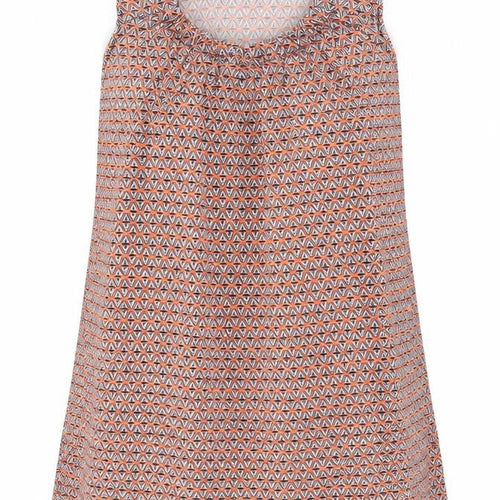 Preworn Womens Orange Geometric Polyester Tunic Tank Size M Scoop Neck