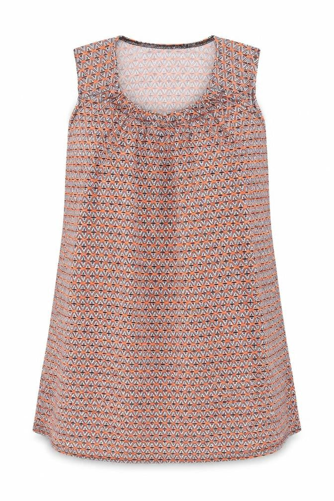 Preworn Womens Orange Geometric Polyester Tunic Tank Size M Scoop Neck