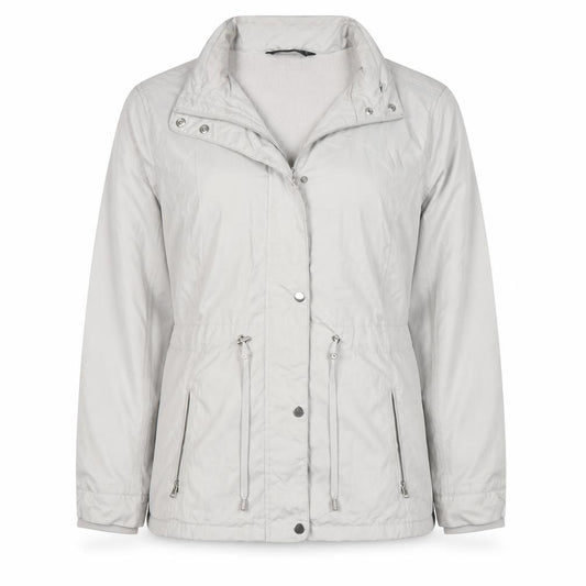 Front view of Dunnes women’s grey jacket, size UK 14, zip