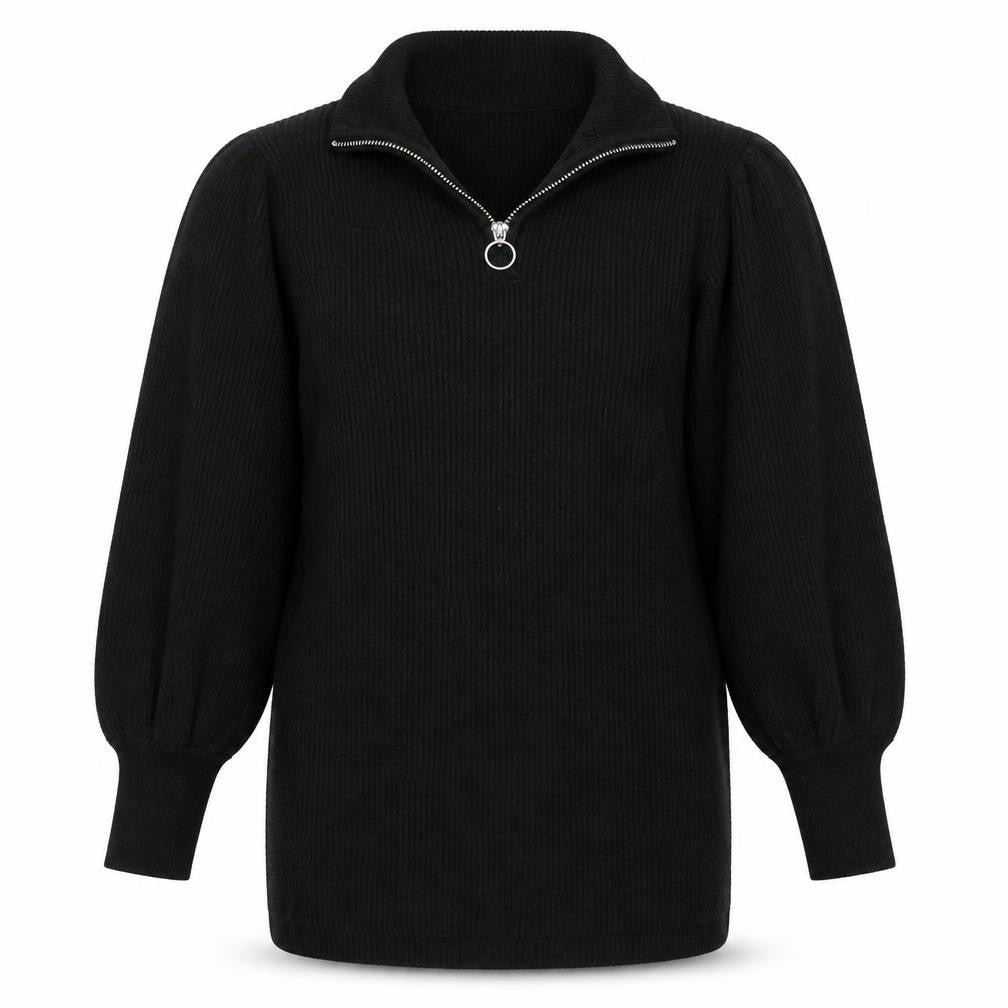 Front view of Dunnes girls’ black v-neck polyester jumper, size 10-11, years pullover