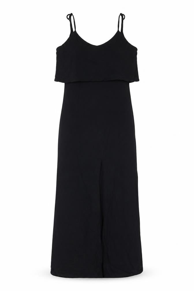 Front view of Love women’s black viscose a-line, size M, square neck pullover