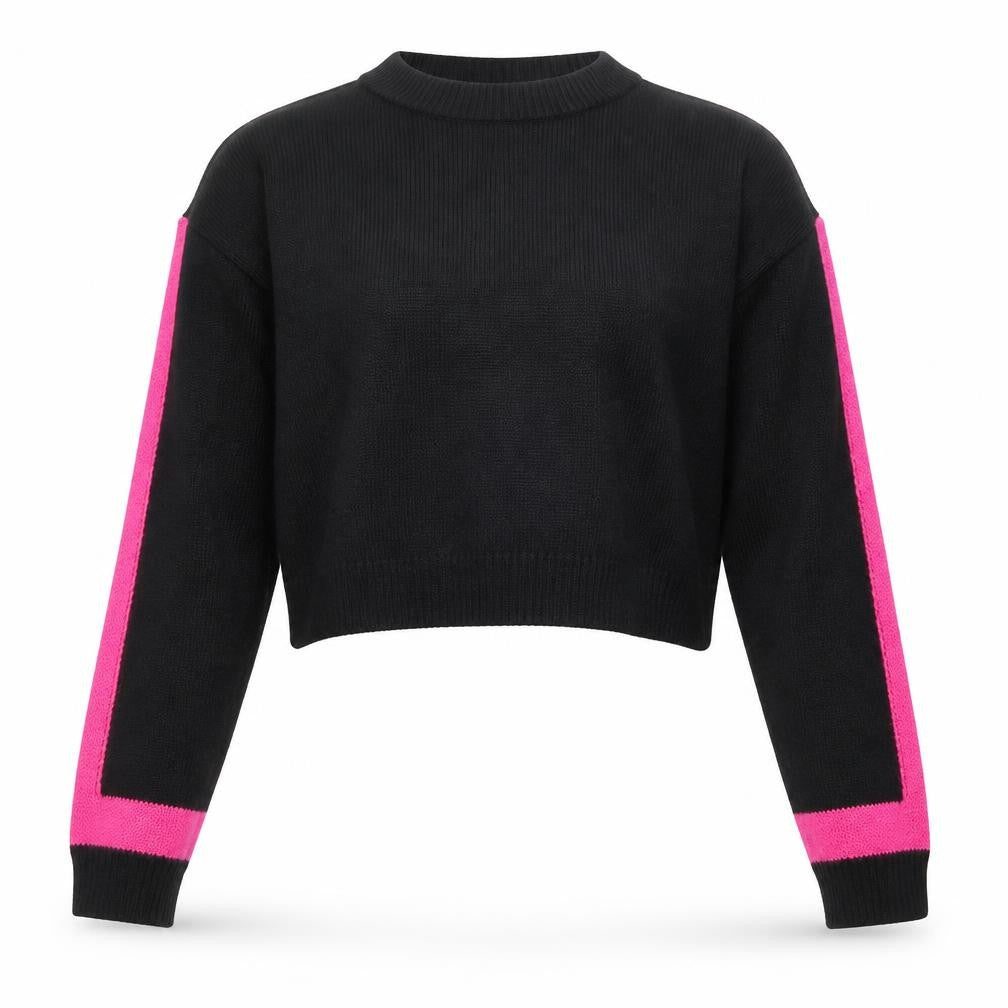 Front view of Primark women’s black crew neck acrylic jumper size 2xs