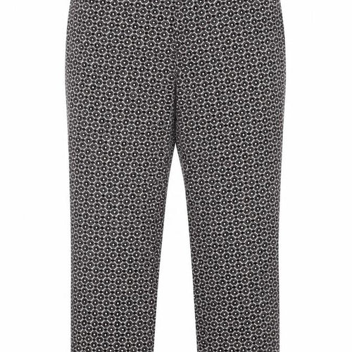Barbara Lebek Womens Black Geometric Cotton Trousers  Size 10 L25 in Regular Button