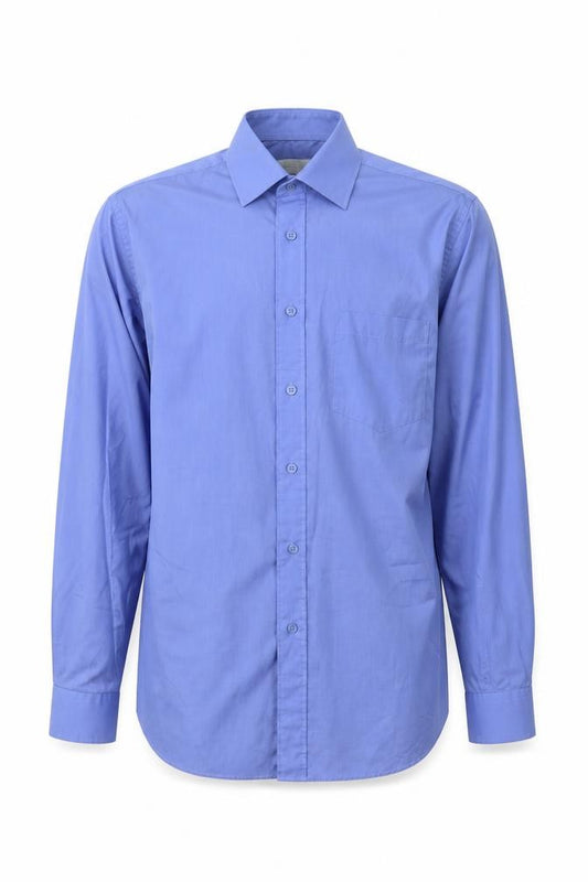 Front view of Dunnes men’s blue cotton button-up, size 38, collared