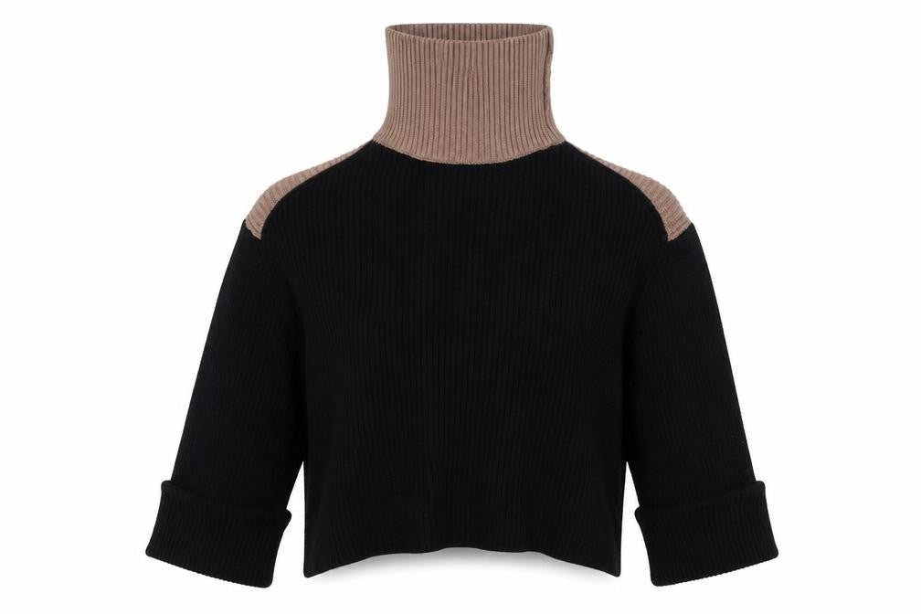 Front view of Apricot women’s multicoloured high neck viscose jumper, size M