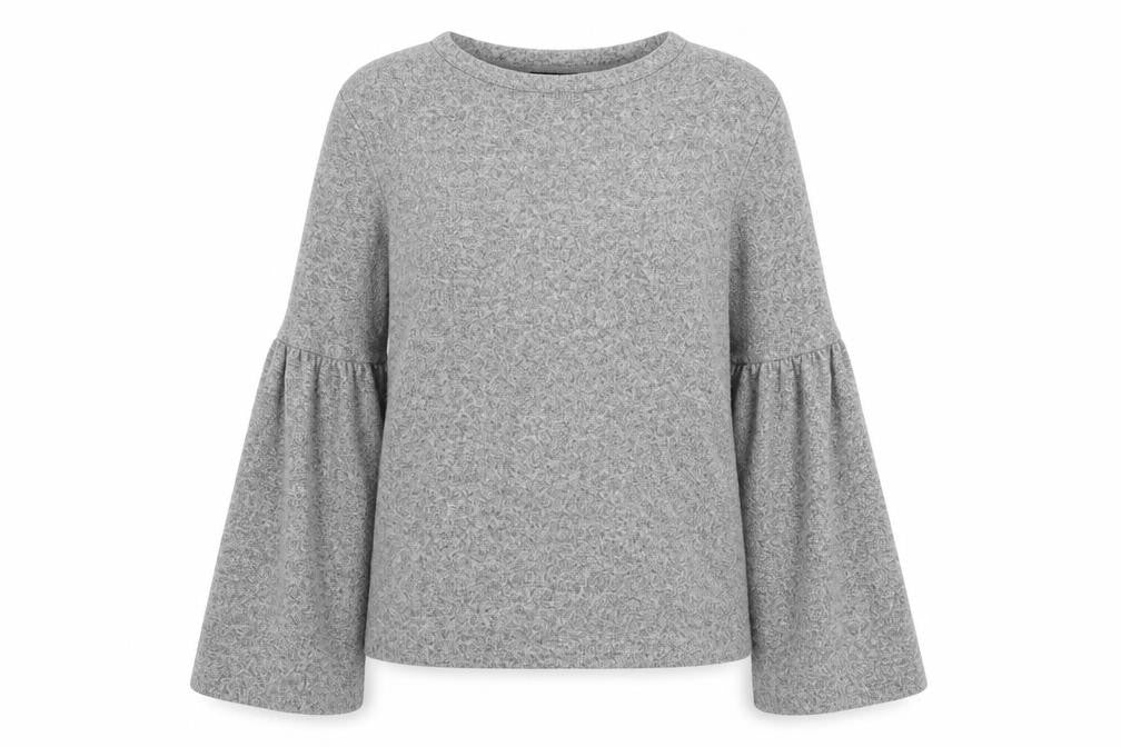 Front view of Zara women’s grey round neck viscose jumper, size S