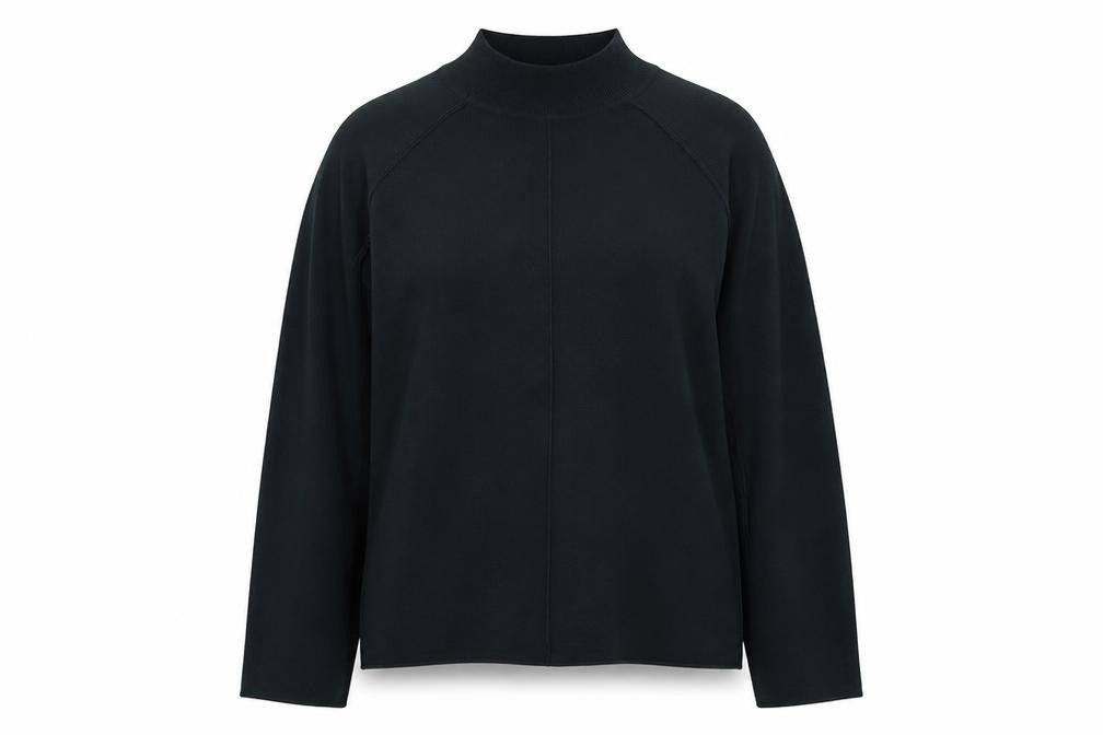 Front view of Next women’s green high neck viscose jumper, size UK 8
