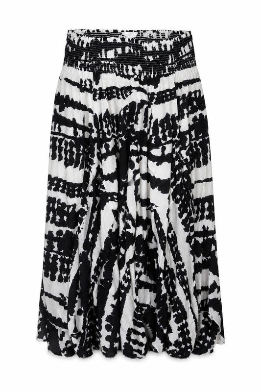 Front view of Being Casual women’s multicoloured geometric cotton maxi skirt, size UK 34, in