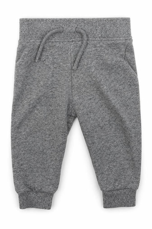 Front view of Primark boys’ grey cotton jogger leggings, size 6-9, months