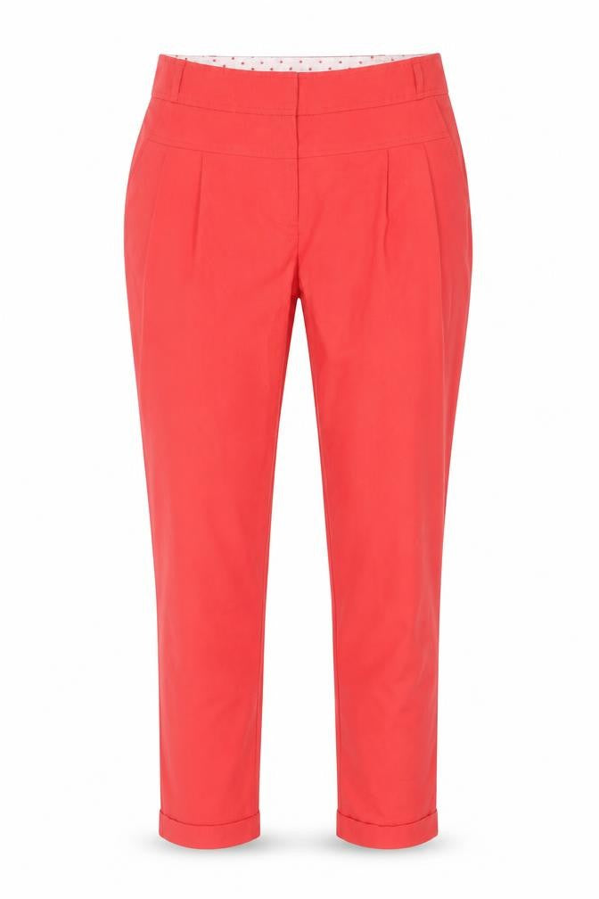 Front view of Next women’s orange polyurethane trousers, size UK 10, 26.5-inch leg regular