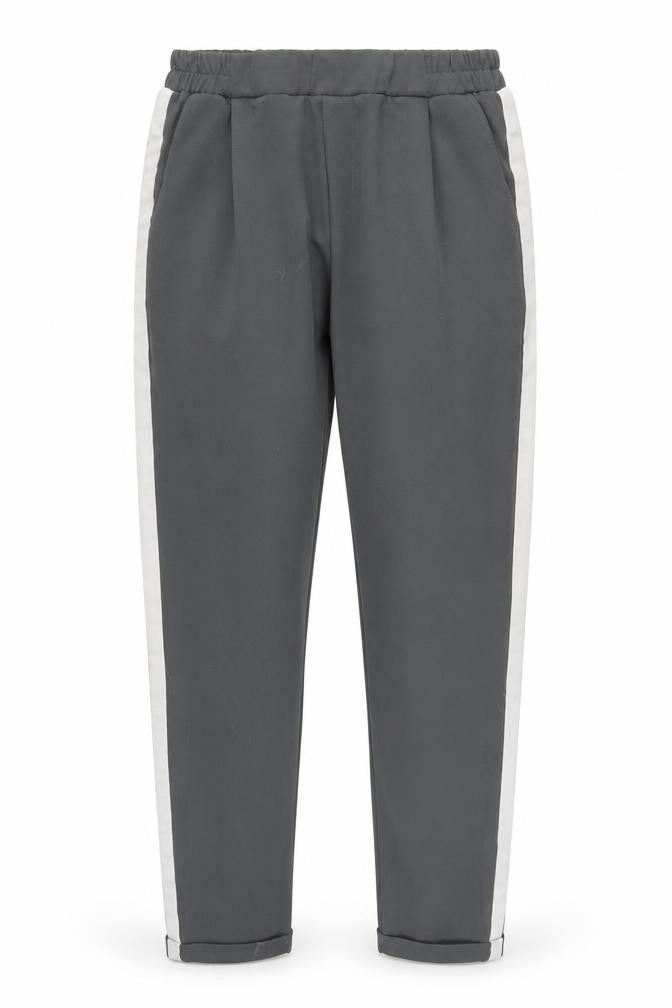 Front view of Fox men’s grey polyester jogger trousers, size M, 24-inch leg regular
