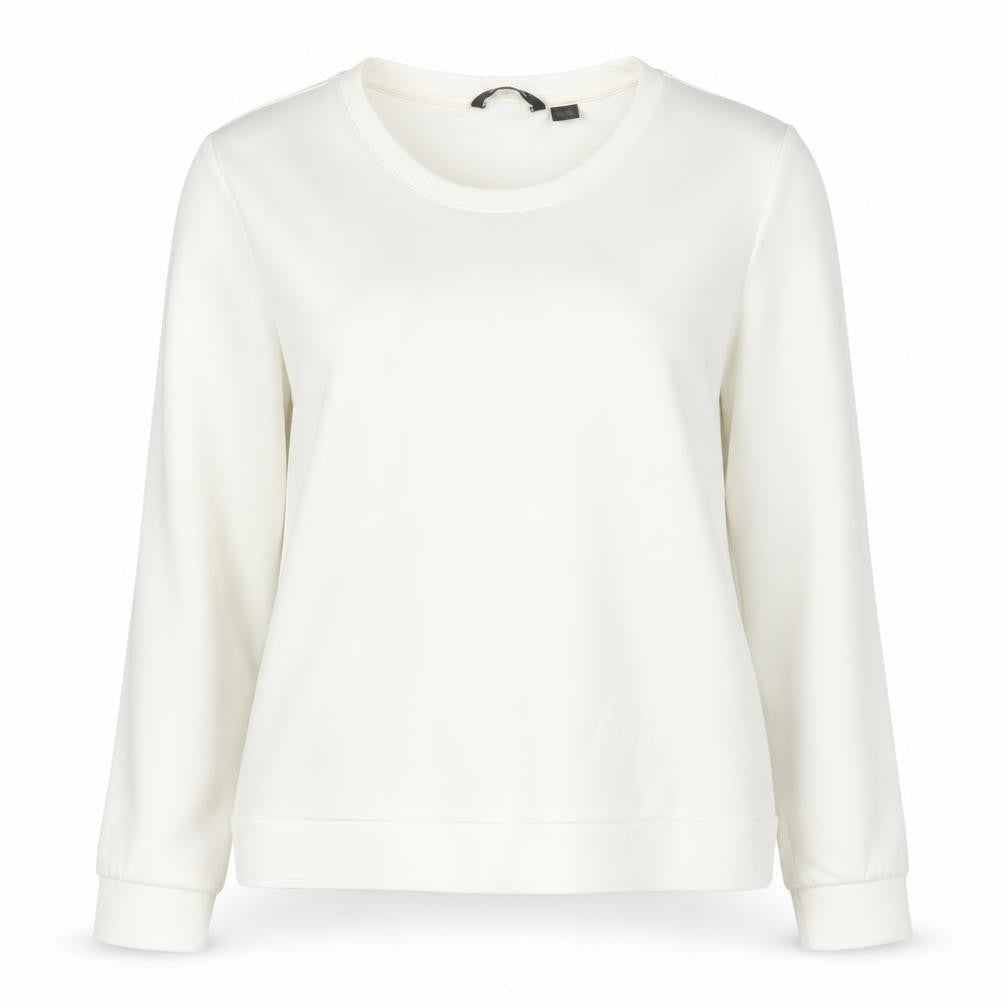 Front view of ESMARA women’s ivory polyester pullover sweatshirt, size M