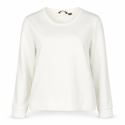 Front view of ESMARA women’s ivory polyester pullover sweatshirt, size M