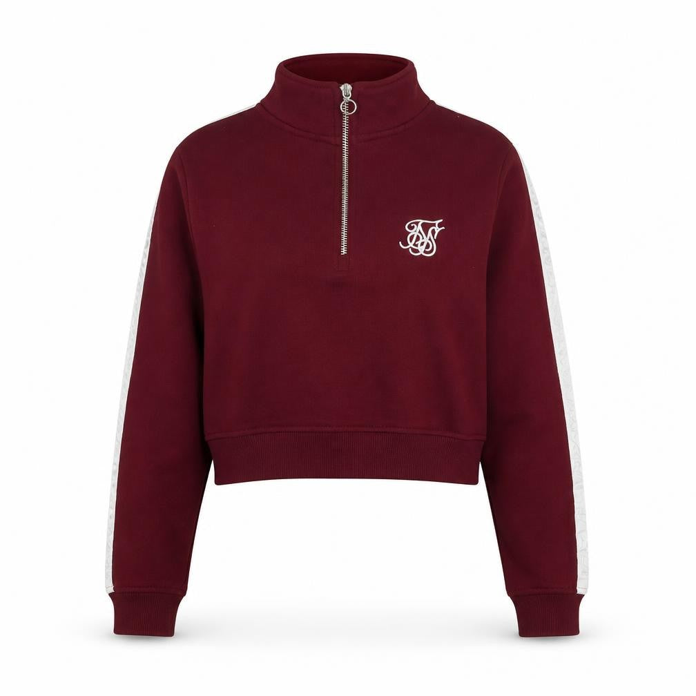 Front view of SikSilk women’s purple cotton pullover sweatshirt, size UK 8, - cropped