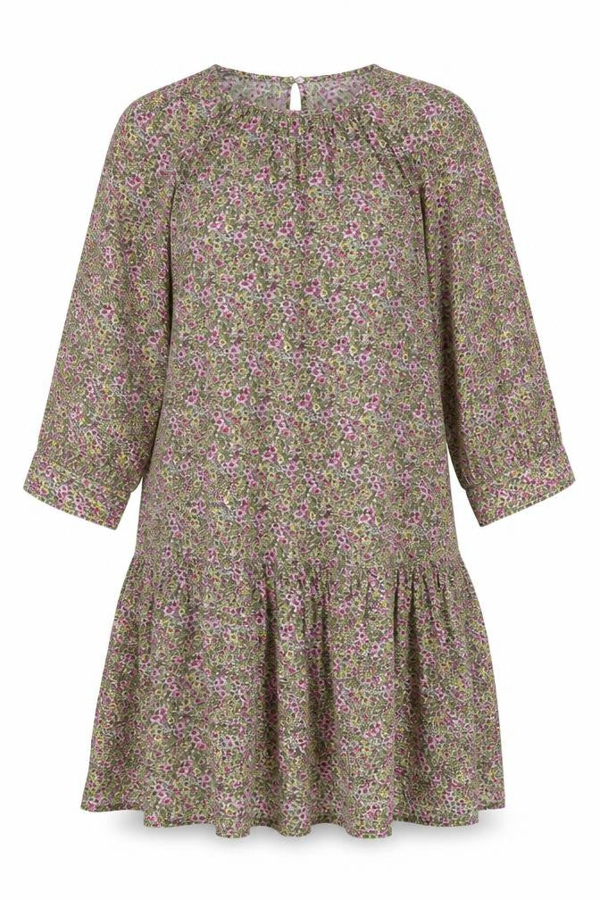 Front view of H&M women’s multicoloured floral polyester a-line, size XS, round neck