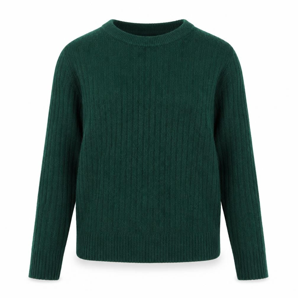 Front view of Old Navy women’s green round neck acrylic jumper, size XS