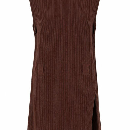 Preworn Womens Brown  Polyester Jumper Dress  Size S  Crew Neck