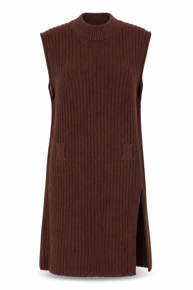 Preworn Womens Brown  Polyester Jumper Dress  Size S  Crew Neck