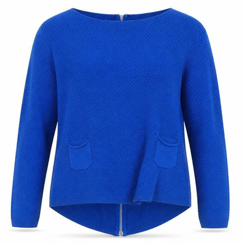 Marble Womens Blue Crew Neck  Acrylic Cardigan Jumper Size M   - Zip on back