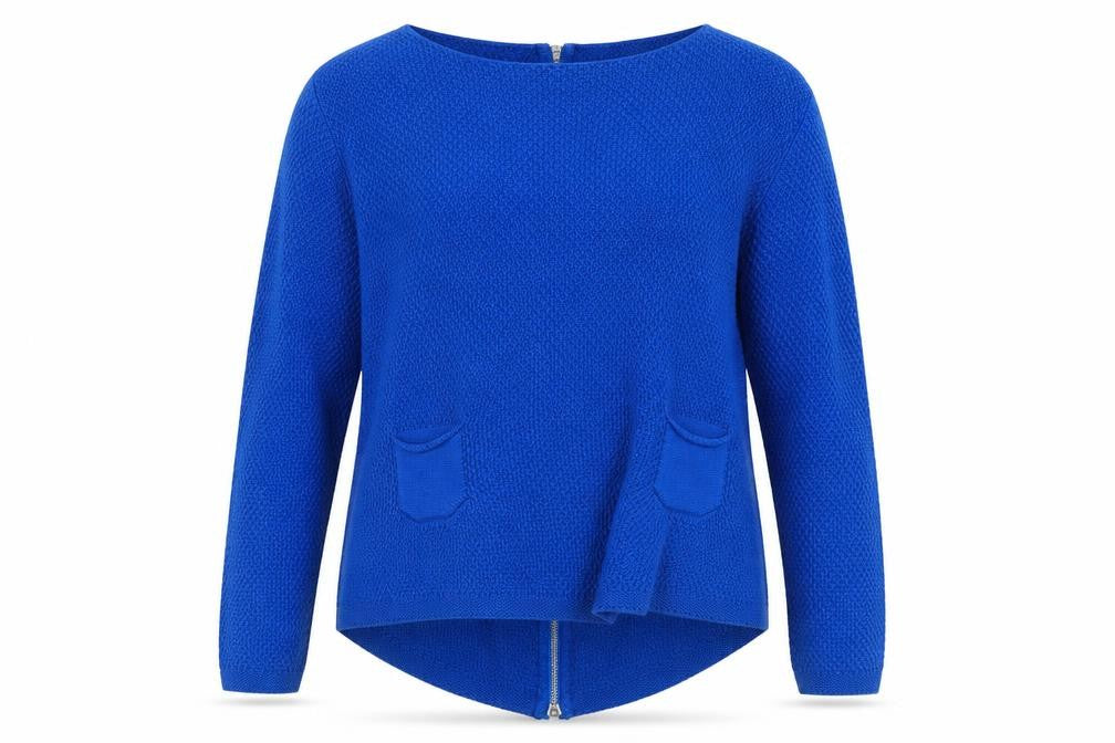 Marble Womens Blue Crew Neck  Acrylic Cardigan Jumper Size M   - Zip on back