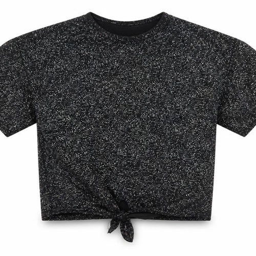 Miss E-Vie` Girls Black  Polyester Jersey T-Shirt Size 9-10 Years Crew Neck Pullover