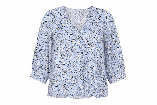 Front view of Papaya women’s multicoloured floral viscose kimono blouse, size UK 10, v-neck