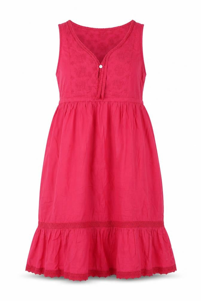 Front view of H&M women’s pink cotton shift, size UK 8, v-neck pullover