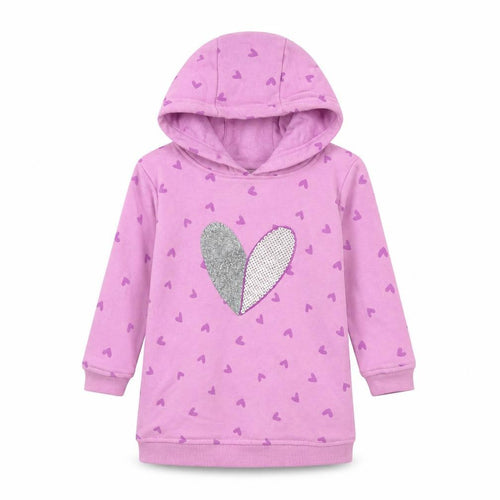 Dunnes Stores Girls Purple  Cotton Jumper Dress  Size 6-9 Months  Round Neck Pullover - Heart