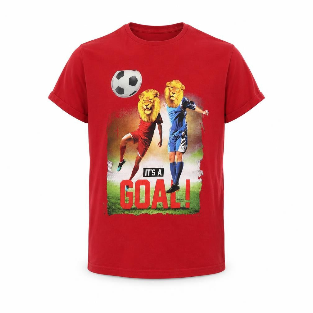 Front view of George boys’ red geometric cotton basic t-shirt, size 8-9, years round neck