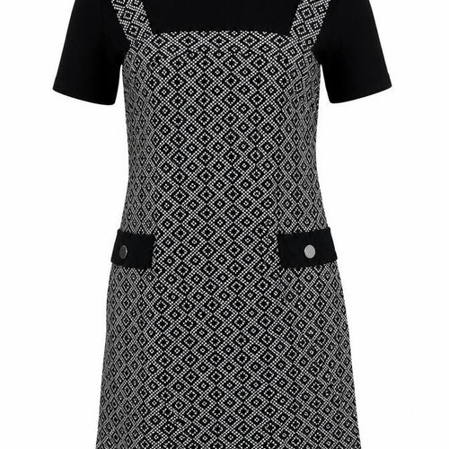 Dunnes Stores Womens Black Geometric Nylon A-Line  Size 12  Round Neck