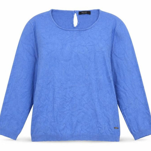 Mango Womens Blue Round Neck  Acrylic Pullover Jumper Size M