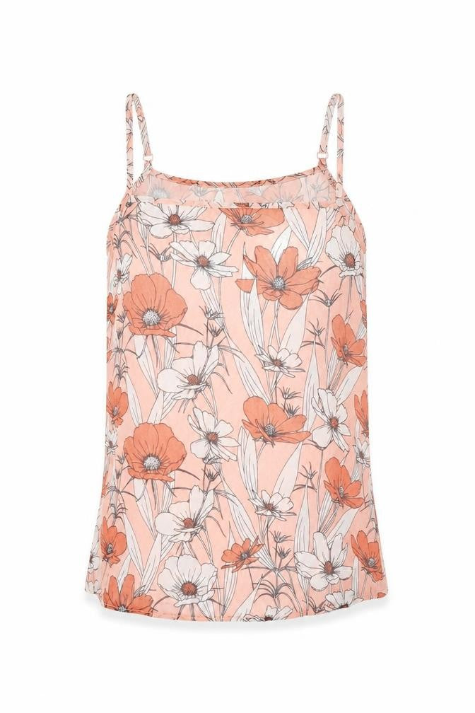 Front view of F&F women’s pink floral polyester basic blouse, size UK 6, round neck