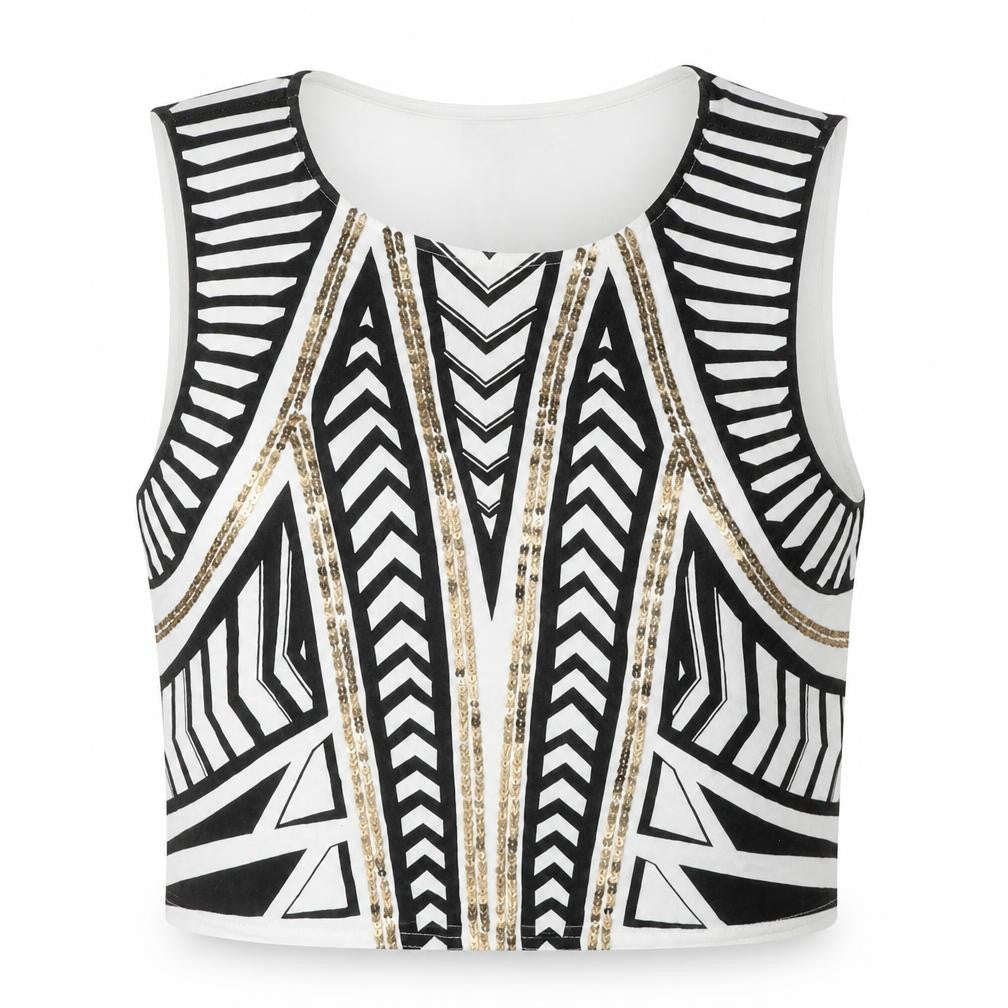 Front view of Bardut women’s white polyester basic tank, size UK 8, round neck