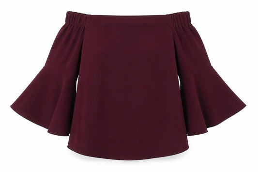 Front view of Atmosphere women’s red polyester basic blouse, size UK 8, round neck