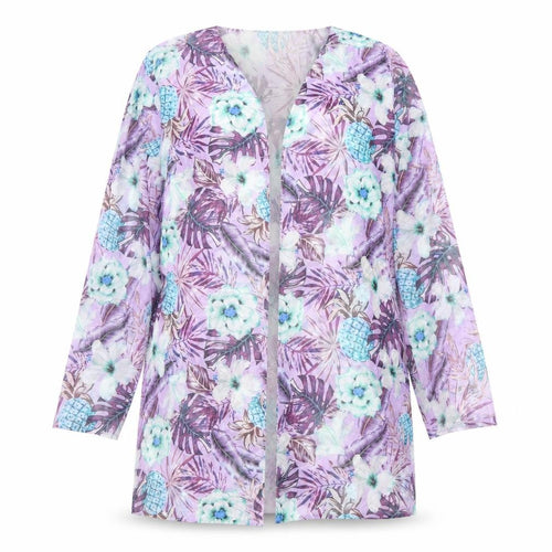 Preworn Womens Multicoloured Floral Polyester Kimono Blouse Size L V-Neck - Sheer