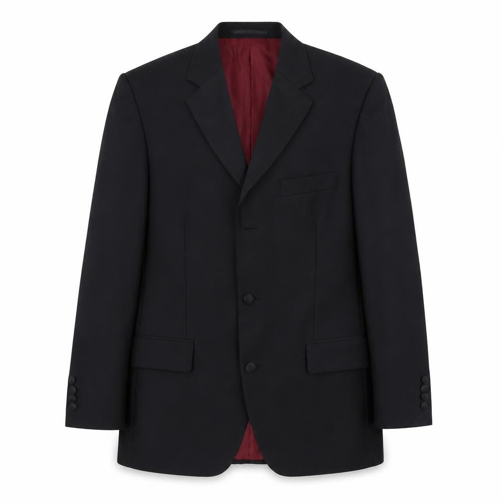 Front view of Scott & Taylor men’s black wool jacket suit jacket, size 38