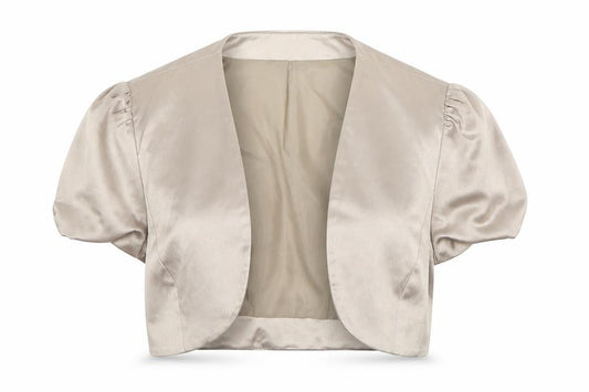 Front view of BHS women’s beige jacket, size UK 10