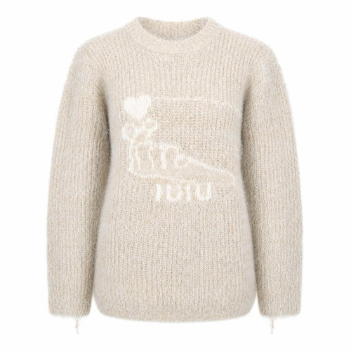 Xiaosa Fushi Womens Beige Round Neck  Cotton Pullover Jumper Size S