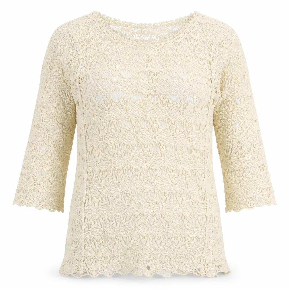 Mirumi Womens Ivory Boat Neck  100% Cotton Pullover Jumper Size M